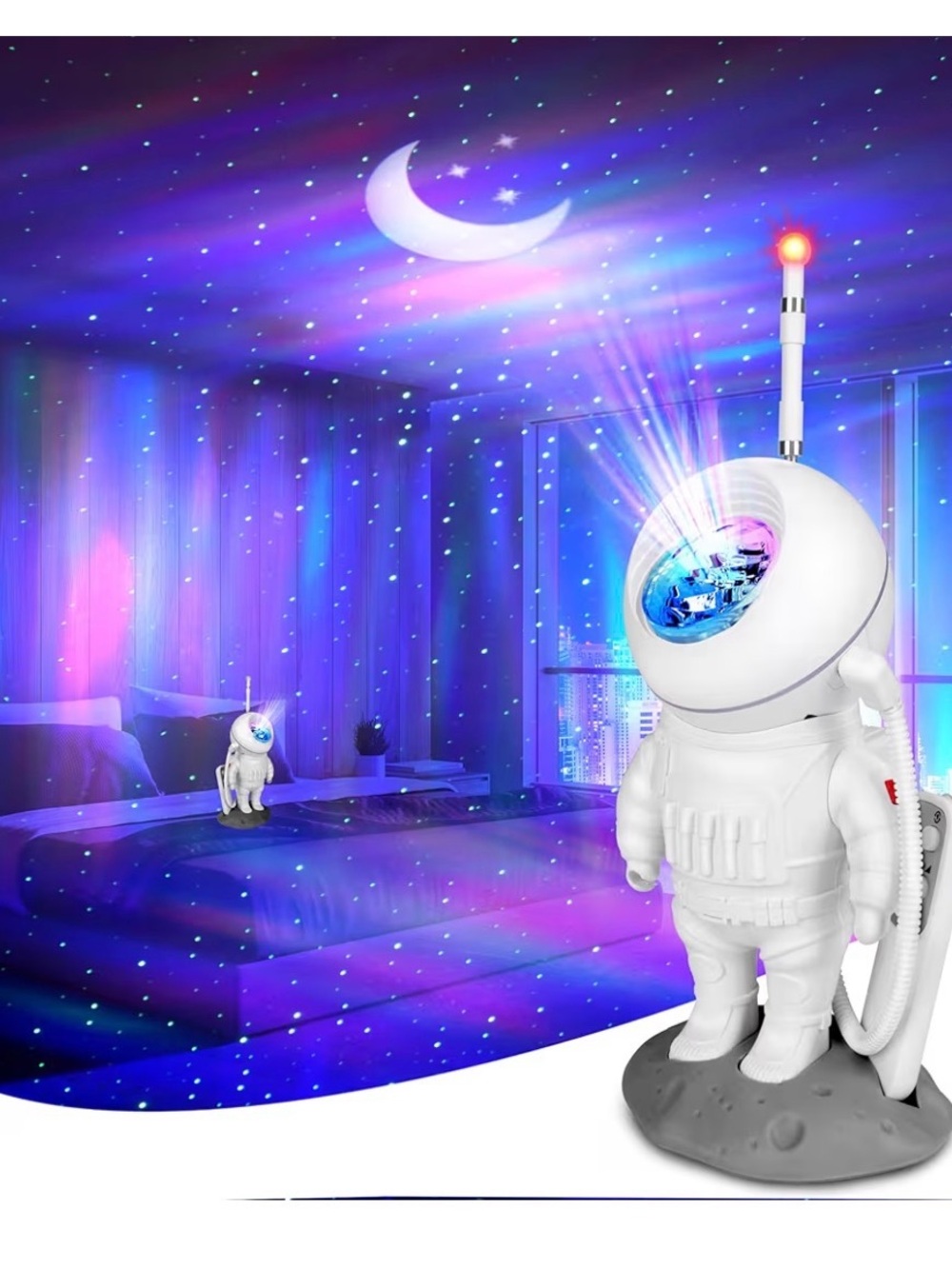 Astronaut shaped Star projector, northern galaxy,nebula moon effects night light